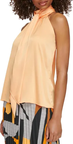 Vista 3 de Karl Lagerfeld Paris Women's Halter Front Tie Sleeveless Blouse