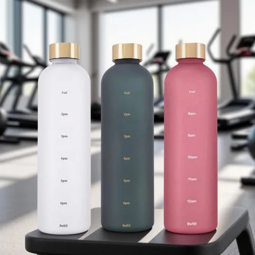 Vista 6 de Eforcase Botella de agua de plástico de 32 onzas, botella de agua delgada Rosa