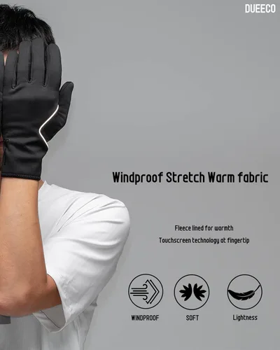 Vista 3 de DUEECO Guantes de invierno cálidos guantes de ciclismo resistentes al viento para pantalla táctil