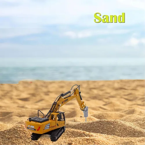 Vista 3 de Excavadora de taladro grande, juguetes de vehículos de construcción, camión de martillo hidráulico de aleación resistente, escala 1:60, excavadora