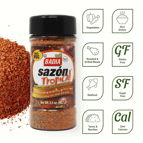 Vista 4 de Badia Sazon Tropical con cilantro y Annatto, 3.5 oz - Latín auténtico