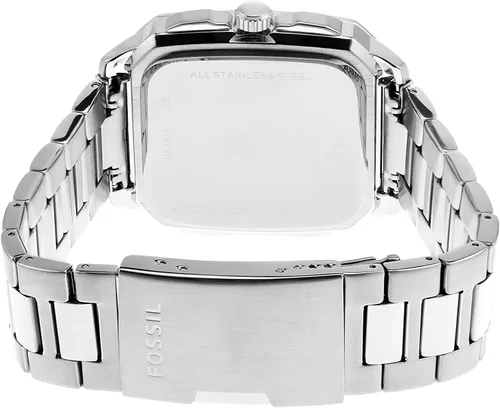 Vista 3 de Fossil Reloj cuadrado de acero inoxidable con inscripción de cuarzo para hombre