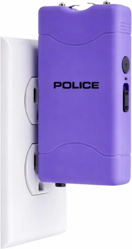 Vista 7 de Policía Stun Gun 800 Mini recargable LED linterna autodefensa púrpura