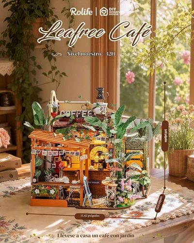 Vista 2 de Rolife Kit de cafetería en miniatura de bricolaje para adultos-Leafree Café
