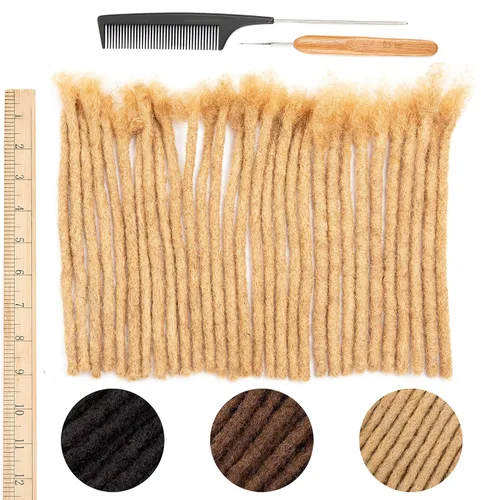 Vista 51 de DAIXI 0.2cm y 0.4cm y 0.6cm y 0.8cm de grosor 4-18 pulgadas 10 hebras extensiones de rastas de cabello humano 100% real para hombres/mujeres