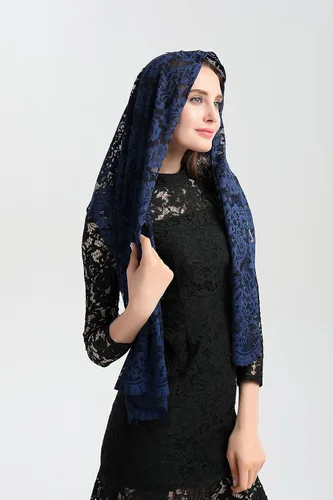 Vista 4 de Leimandy Velo rectangular para mujer, velo de capilla larga, velo de mantilla, velo de iglesia católica, velo ortodoxo V25