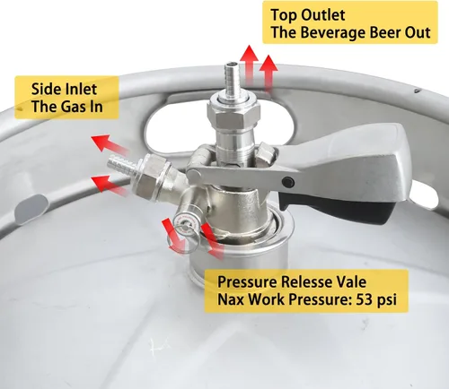Vista 4 de PERA Kit de conversión de cerveza de un solo grifo, kit de Kegerator de montaje en puerta con regulador de CO2 CGA320, acoplador de barril Sankey D