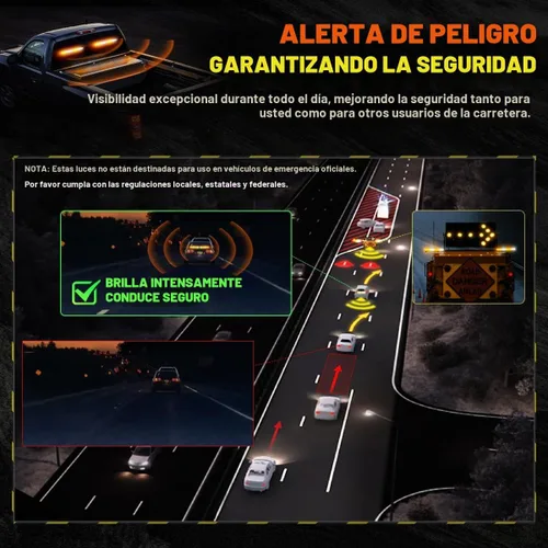 Vista 2 de Barra de Luces de Asesor de Tráfico 2x17.7" con Controlador de Pantalla Digital Parabrisas LED Visera Estroboscópica de Emergencia Luces ámbar blanco