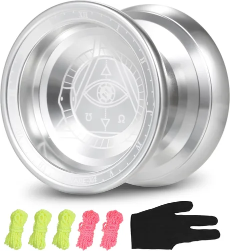 Vista 10 de Lixada Yoyo profesional de aluminio competitivo Yoyo Ball Yo Yo regalo con 5 cuerdas de repuesto y guante, ideal para principiantes y para trucos