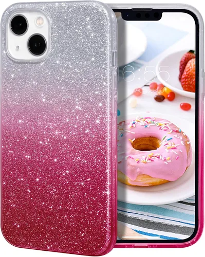 Vista 23 de MILPROX Funda compatible con iPhone 13 (2021), carcasa de gel de goma brillante con purpurina de 3 capas a prueba de golpes para iPhone 13 de 6.1