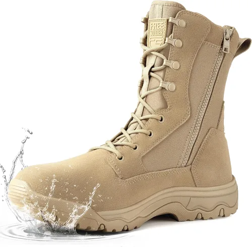 Vista 8 de FREE SOLDIER Men's Waterproof Side Zip Work 8" Tactical Boot Negro intenso