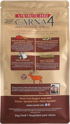 Vista 9 de CARNA4 All Life Stages Easy Chew - Alimento seco para perros con fórmula de venado (2.2 libras, venado) Venado de Nueva Zelanda pasturado, hígado