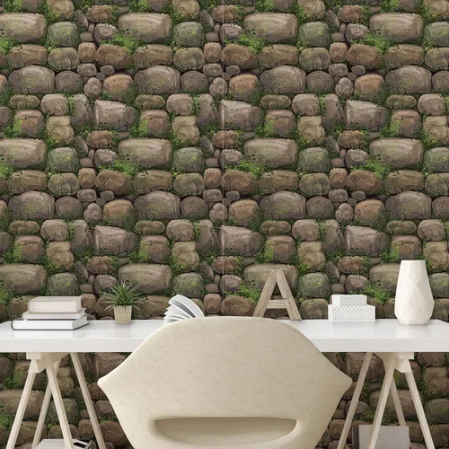 Vista 2 de Ambesonne - Nature - Papel tapiz autoadhesivo, con tema de rocas cubiertas con musgo y bosque pacífico con formación de rocas, para hogar, sala