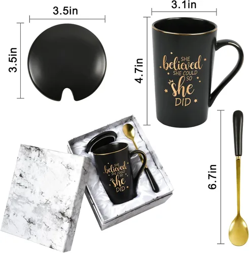 Vista 7 de Maustic Taza She Believed She Could So She Did, regalos de graduación para ella, tazas de café para mujeres, regalos motivacionales inspiradores