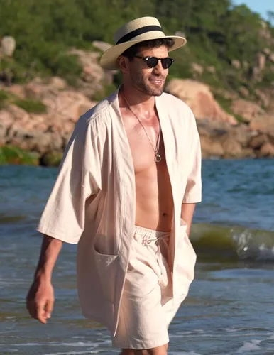 Vista 2 de COOFANDY Conjuntos de lino para hombre, 2 piezas, cárdigan, ropa de playa y conjuntos cortos