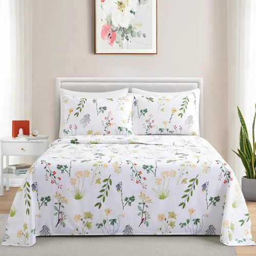 Vista 4 de Marina Decoration Ropa de cama ultra suave y sedosa con bolsillo profundo con estampado rico de rayón derivado de bambú para todas las estaciones