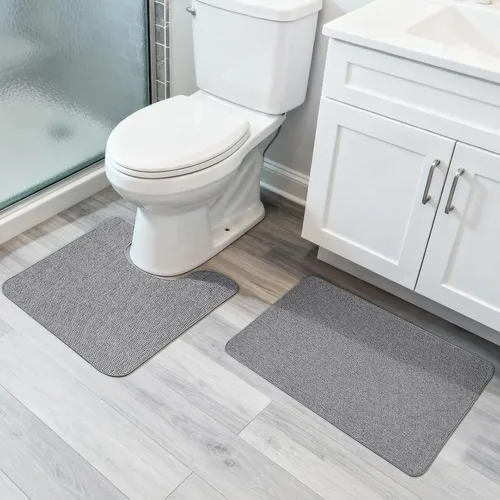 Vista 30 de Tapete de baño ultrafino, con base de goma, antideslizante, secado rápido, lavable a máquina, pelo bajo, absorbente, para ducha exterior, fregadero