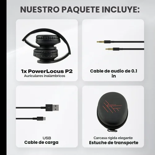 Vista 8 de PowerLocus - Audífonos Bluetooth sobre las orejas, auriculares inalámbricos plegables estéreo con cable y sin cable con micrófono incorporado, Micro