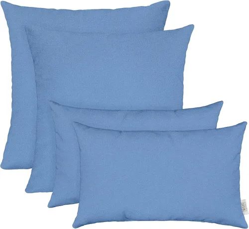 Vista 60 de RSH DECOR: Sunbrella Juego de 4 almohadas lumbares y cuadradas 20 x 12 pulgadas y 17 x 17 pulgadas Tela resistente al agua y a la decoloración