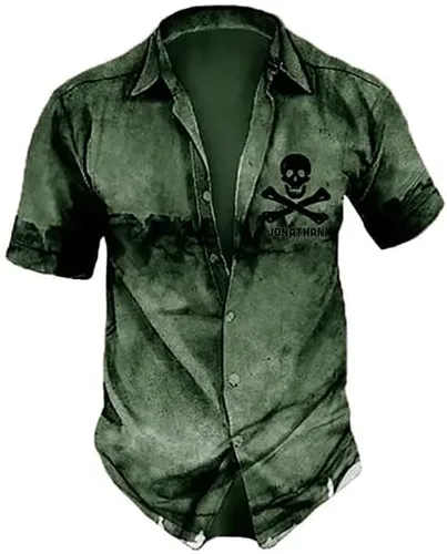 Vista 2 de Camisas hawaianas de calavera para hombre, camisa hawaiana para hombre, camisa hawaiana de calavera hawaiana, camisa hawaiana para hombre, camisa