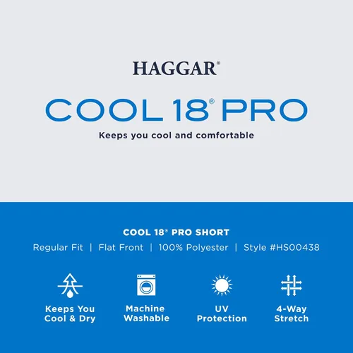 Vista 4 de Haggar Men's Cool 18 Pro Straight Fit 4-Way Stretch Flat Front Expandable Waist Short with Big & Tall Sizes