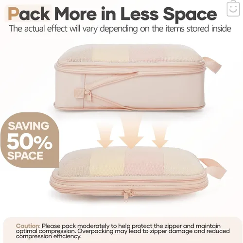 Vista 6 de Veken Juego de 11 cubos de compresión para artículos esenciales de viaje, bolsas organizadoras compresibles expandibles grandes para ropa, bolsas
