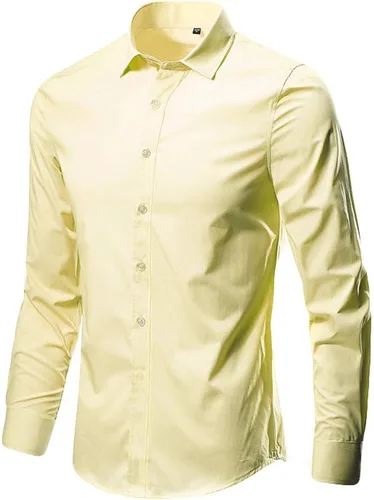 Vista 6 de Camisa de vestir para hombre, manga larga, de algodón, con botones, ajuste regular, tallas grandes y altas
