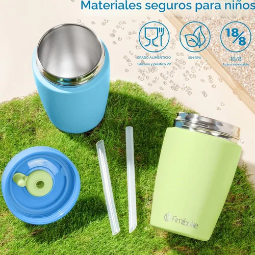 Vista 6 de Fimibuke Vasos para niños y niños pequeños a prueba de derrames, 12 onzas, vasos entrenadores con aislamiento para niños y niñas, vaso con popote