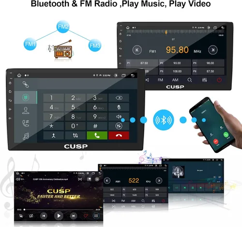 Vista 2 de CUSP Radio estéreo de coche Android de 10 pulgadas, unidad principal universal de doble DIN con CarPlay inalámbrico y Android Auto con cable