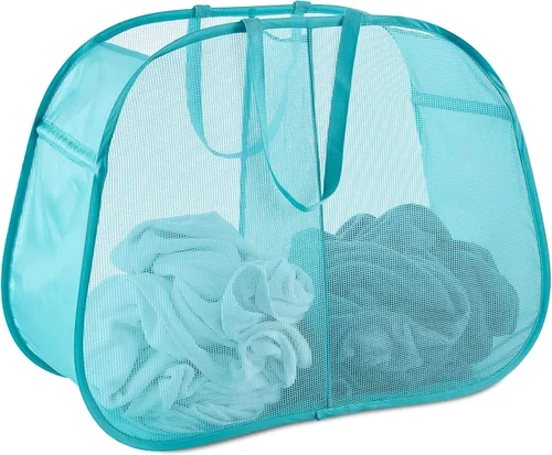 Vista 15 de Cesta de lavandería emergente de malla Seiritex 115L, cesta de lavandería plegable de gran capacidad extra, cesta de almacenamiento de ropa plegable