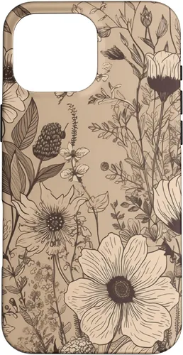 Vista 19 de Funda para iPhone 12 Pro Max Beige Tan Wildflower Floral Minimal Flower Boho
