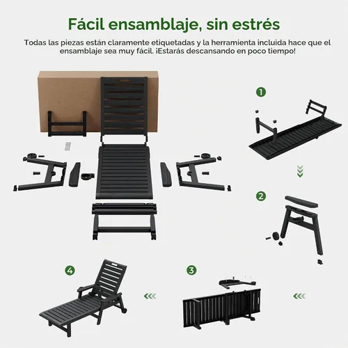 Vista 8 de HDPE - Juego de 2 sillas para exteriores con ruedas y portavasos Negro (ruedas)