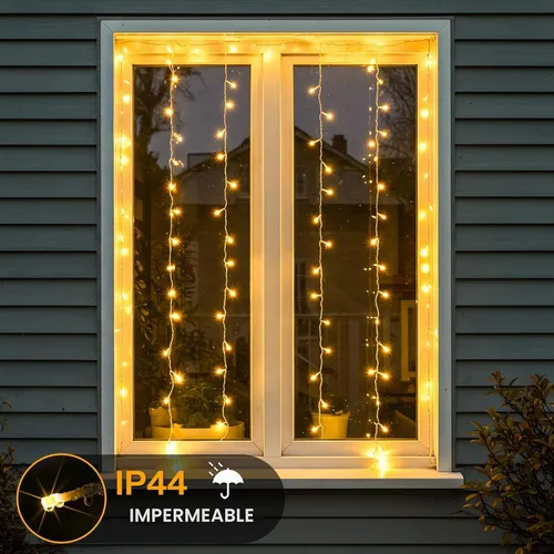 Vista 7 de suddus Luces de Cortina para Dormitorio, 90 Luces LED de Cadena Colgantes para Exteriores, Luces de Cortina de Hadas para Interiores para Navidad