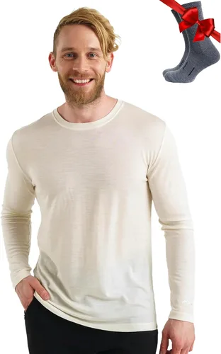 Vista 24 de 100% Merino Wool Base Layer Mens - Long Sleeve Thermal Shirts with Socks .320 negro