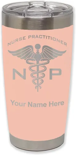 Vista 9 de LaserGram NP Nurse Practioner - Vaso aislado al vacío de 20 onzas, grabado personalizado incluido (negro)