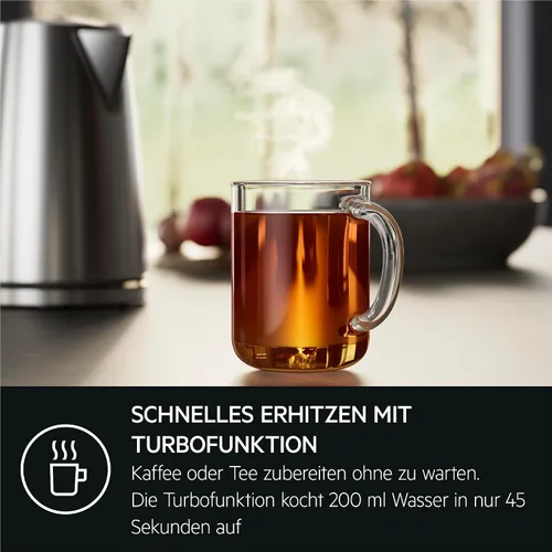 Vista 4 de AEG kettle K5-1-6pcs Deli 5/2400 watts/5 adjustable temperature levels/1.7L/3 times automatic safety shutdown/anti-drip function, one-handed lid