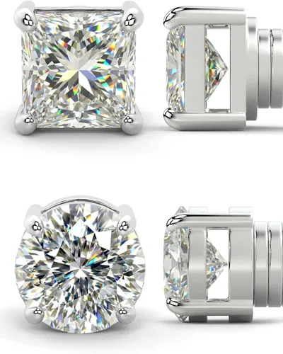 Vista 14 de Aretes magnéticos para hombre con circonita cúbica 5A de acero inoxidable plata-estilo 1