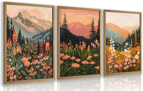 Vista 10 de Cyebmo Juego de 3 pinturas enmarcadas de animales del bosque, decoración de pared de animales salvajes del bosque, decoración de pared, pintura