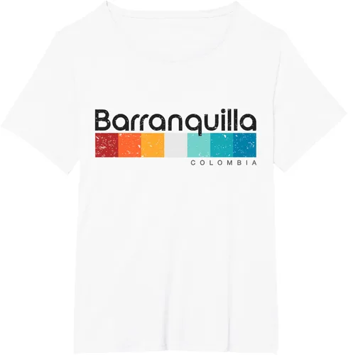 Vista 80 de Barranquilla Colombia - Camiseta de diseño vintage de estilo retro, Blanco, S