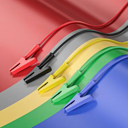 Vista 5 de Goupchn Clips de cocodrilo de doble extremo para cables de prueba eléctrica con clips de cobre flexibles de envoltura completa 5 piezas para pruebas