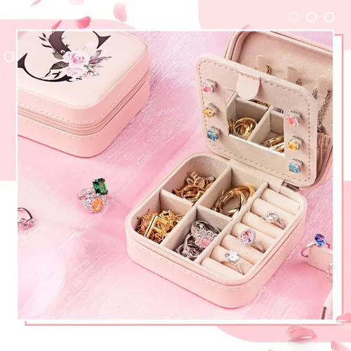 Vista 8 de QLOVEA Regalos para niñas adolescentes, regalos de cumpleaños para hija, nieta, joyero de viaje, organizador de joyas, joyero con iniciales