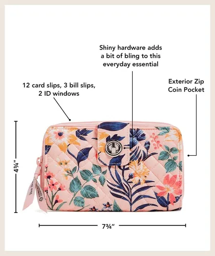 Vista 5 de Vera Bradley Cartera Turnlock de sarga de rendimiento para mujer con protección RFID