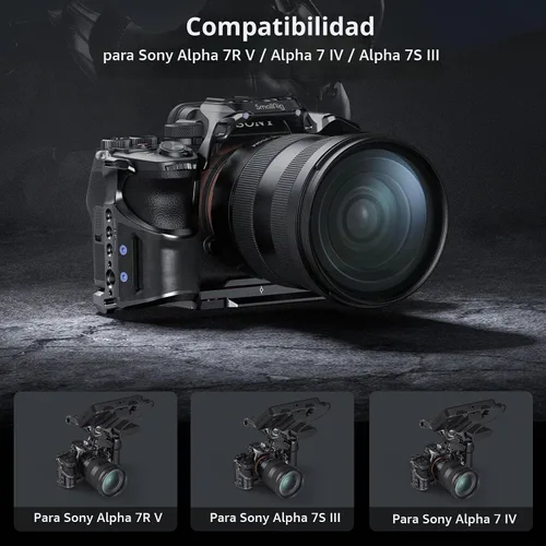 Vista 2 de SmallRig Kit de jaula con abrazadera de cable para Sony Alpha 7R V/Alpha 7 IV/Alpha 7S III, jaula de cámara con múltiples puntos de montaje