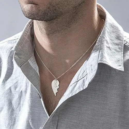Vista 9 de MYKA - Collar personalizado de corazón roto - Joyería para parejas para novio, novia, ella, él, mujeres y hombres - Plata de ley 925, chapado en oro