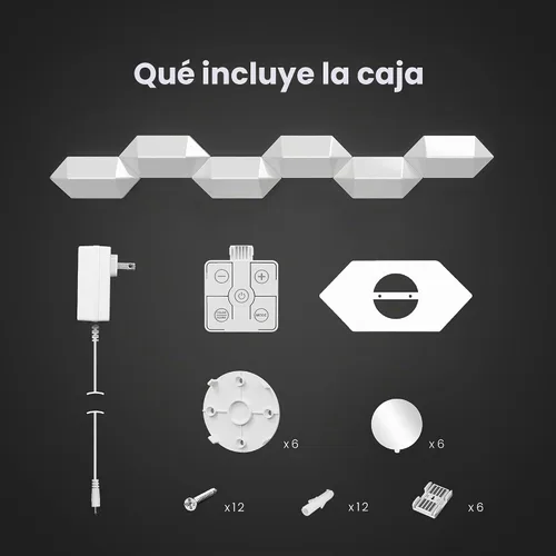 Vista 8 de Feit Electric Luces LED Inteligentes Hexagonales de Azulejos, 7" Cada Una, Conectables, Persecución de Color RGBW, WiFi de 2.4GHZ Habilitado