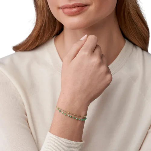 Vista 3 de Fossil Womens Gold-Tone Stainless Steel and Beaded Bracelet