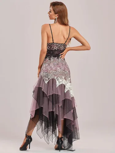 Vista 2 de Ever-Pretty Vestido de cóctel de encaje sin mangas de longitud de té de una línea para mujer 6212B