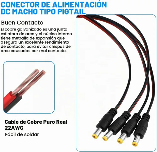 Vista 4 de SDTC Tech - Juego de 3 enchufes de alimentación CC de 0.2 x 0.1 in