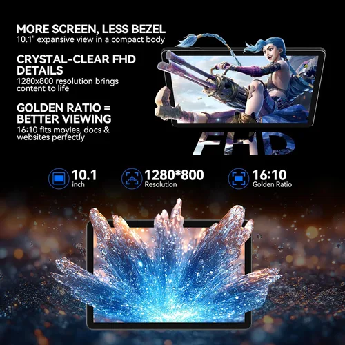 Vista 7 de Tableta, tabletas Android 15 de 10.1 pulgadas con Octa-Core, 16 GB de RAM + 64 GB ROM 512 GB TF Tabletas compatibles con GMS, batería de 7000 mAh
