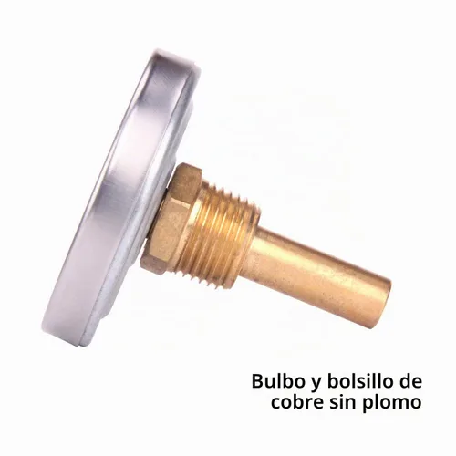 Vista 4 de MEASUREMAN Termómetro bimetálico de agua caliente, esfera de 2-1/2", vástago de latón sin plomo de 1-3/4", rango de 0-250 grados F/-20-120 grados C